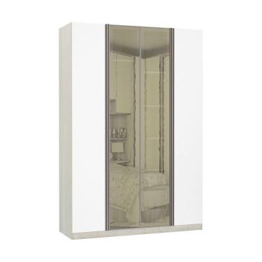 Imagem de Guarda-roupa Solteiro 4 Portas Legno Crema Com Branco Mat