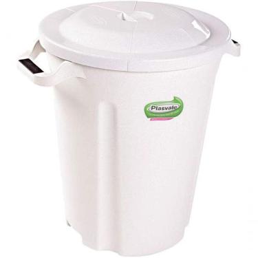 Imagem de Lixeira 97L S/ Pedal C/ Tampa Branca Plasvale 164Bco
