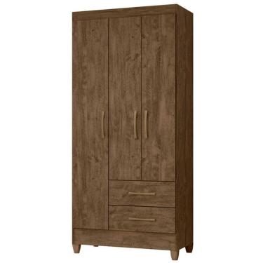 Imagem de Guarda Roupa Solteiro Lima 3 Portas 182x82 Cm Castanho Wood