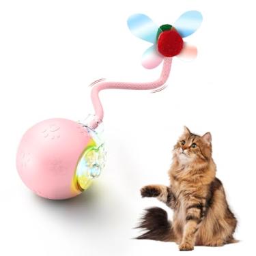 Imagem de Jovrun Brinquedos interativos para gatos em ambientes internos, 2025 atualizado 360° material seguro antimastigação bola de gato em movimento com cauda, brinquedos interativos para gatos adultos em