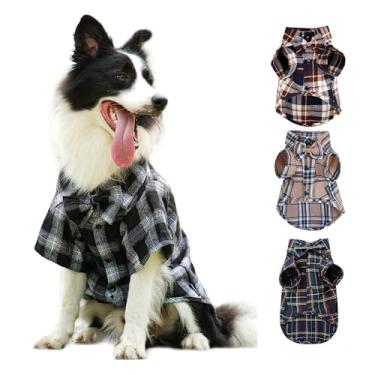 Imagem de Roupas para animais de estimação para cães e gatos, camisas polo xadrez de algodão adoráveis camisetas casuais para animais de estimação (preto e branco, médio)