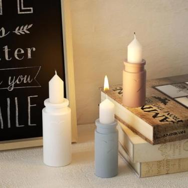 Imagem de Castiçais e vasos de flores secas, moldes de silicone, garrafa de amor, molde de resina, cilindro feito à mão, castiçal artesanal, molde de concreto (tamanho grande)