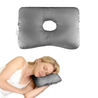 Imagem de Travesseiro de cetim para piercing de orelha – Travesseiro removível lavável grande para pessoas que dormem de lado, almofada de dormir lateral donut para alívio da dor, dor de pressão, protetor de
