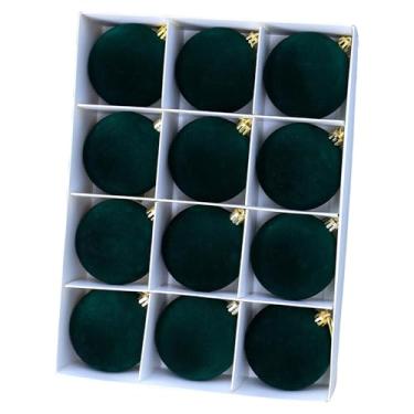 Imagem de Esquirla Conjunto de 12 bolas de Natal para decoração de árvore, adereços para fotos, coleção de enfeites natalinos para interiores, decoração de Natal para, Verde Escuro