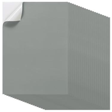 Imagem de PATIKIL 40 peças de papel adesivo de folha completa, etiquetas de envio A4, papel adesivo colorido fosco para impressão de impressora a laser a jato de tinta, cinza