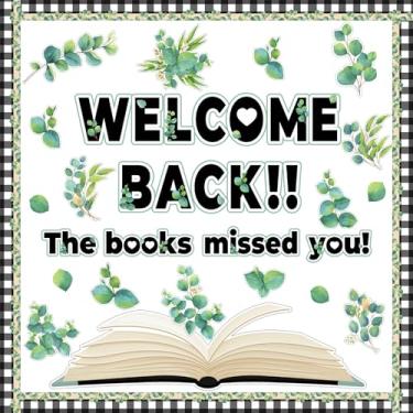 Imagem de Conjunto de decorações de boletins de leitura de eucalipto para sala de aula, sala de aula, vegetação, quadro de avisos, recorte de borda, Bem-vindo de volta, os livros perdidos você, conjuntos de