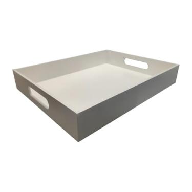 Imagem de Bandeja Reta Decorativa MDF 40x30cm Cantinho do Café, Servir e Decoração Organizadora Com Alça Casa(Branca,1)