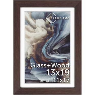 Imagem de Frame Amo Moldura para pôster de madeira maciça 33 x 48 cm, tapete branco para imagem de 28 x 43 cm, frente de vidro temperado, 3,8 cm de largura, 2,5 cm de espessura, ponta alta, substancial, grau de