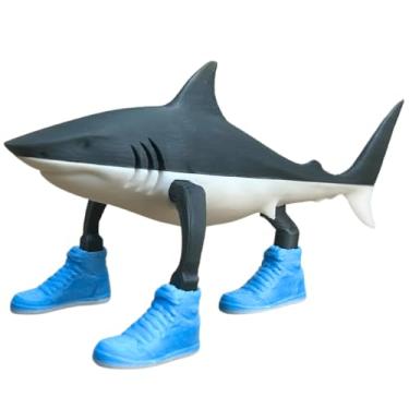 Imagem de PYBHMYTR Decoração Tralalero Tralala, estatuetas de tubarão meme, tubarão italiano criativo 3D Brainrot em tênis, estatueta colecionável presentes para fãs (branco)
