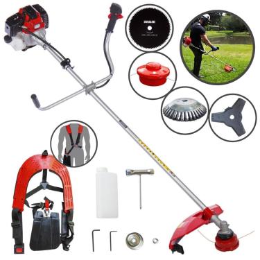 Imagem de Roçadeira Robusta Toyama RT43L À Gasolina 2T 43cc 1,7HP 4 Opções de Corte Com Lâmina 3 Pontas, Lâmina 80 Dentes, Escova de Aço e Carretel de Nylon