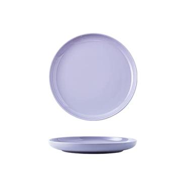 Imagem de Pratos de cerâmica para salada, massa, fruta, aperitivo/sobremesa pratos de Natal pratos de jantar de Natal - conjunto de 2 pratos de jantar roxo claro/verde claro (cor: roxo claro, tamanho: 20 cm)