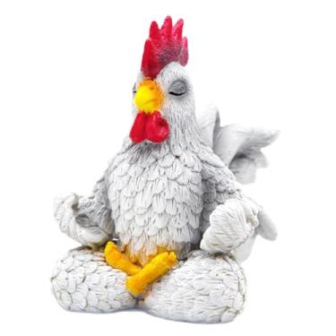 Imagem de Estátua de frango, decoração de galinha de meditação, estatuetas de animais - mesa de escultura de resina, decoração de casa para quarto, sala de estar, apartamento, homens e mulheres, aniversário