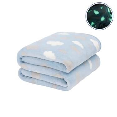 Imagem de Cobertor Infantil Bebê Antialérgico Macio Brilha no Escuro Fleece 110x100cm Embalagem Plástica (Nuvem Azul)