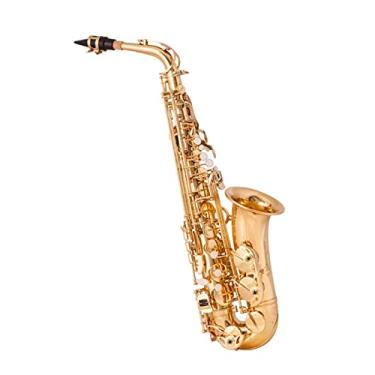 Imagem de EB Saxofone alto latão dourado laca E-Flat Sax instrumento de sopro com acessórios