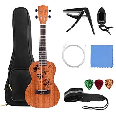 Imagem de Ukulele infantil de 58,4 cm, kit de ukulele havaiano acústico de 4 cordas com bolsa de piano, afinador, ukulele, coletor de cordas, acessórios para ukelele