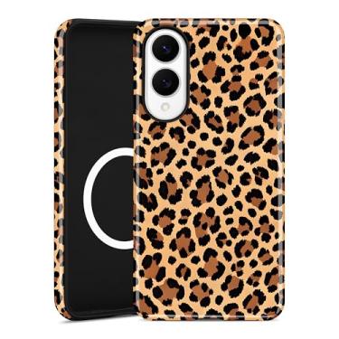 Imagem de Aitipy Capa de telefone magnética de guepardo para Samsung Galaxy S25 Edge, compatível com MagSafe, linda estética marrom estampa de leopardo TPU macio e policarbonato rígido à prova de choque capa