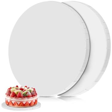 Imagem de WSSROGY 2 peças de tábuas de bolo redondas de 30,5 cm com bordas lisas, base de papelão branco de grau alimentício de 1/2 polegada de espessura para decoração de bolos (2)