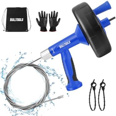 Imagem de BULLTOOLS Eixo helicoidal de drenagem com removedor de entupimento de cobra, ferramenta de cobra de encanamento resistente de 25 pés para pia de cozinha, banheiro, banheira e chuveiro, manual e