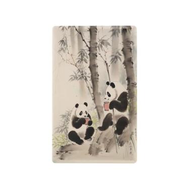 Imagem de Blueangle Placa de parede decoradora de capa em branco, tamanho padrão, 1 gangue panda chinês, capa de interruptor de bambu para quarto de escritório em casa, 4,53 x 2,76 polegadas (200)