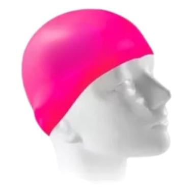 Imagem de Touca de Natação Impermeável，Toca de Natação Adulto，Touca Natação Adulto Juvenil Silicone Hidroginástica(Rosa Neon)