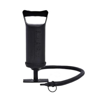 Imagem de Bomba de Ar Manual Multiuso, 30cm, Plástico Resistente, Dupla Ação, 2x700cc, Preta, com 3 Bicos Adaptáveis, para Boias, Colchões Infláveis, Bolas