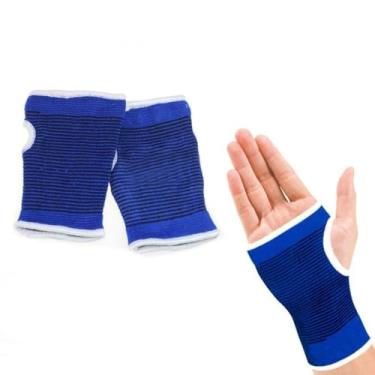 Imagem de Munhequeira Elástica de Compressão, Azul, Suporte para Pulso, Proteção Esportiva, Par