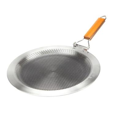 Imagem de oshhni Frigideira redonda antiaderente para crepes, grelha, aço inoxidável, para uso interno e externo, com cabo dobrável, 34 Cm