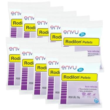 Imagem de Kit 10 Rodilon Pellets 25g Envu Isca Para Controle de Ratos e Camundongos