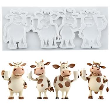 Imagem de MYPRACS Molde de silicone de fondant de vaca para decoração de bolo de açúcar topo de cupcake pasta de goma de chocolate argila de polímero