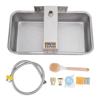 Imagem de Jiawu Dispensador Automático de água para Cães, Tigela de água para Cães Ao Ar Livre, Alimentador de água de Aço Inoxidável 304 para Animais de Estimação, Bebedouro Grande para Gado