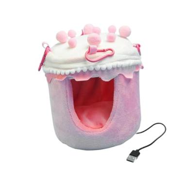 Imagem de Generic Casinha de inverno quentinha para pássaros, rede suspensa aquecida, formato criativo de bolo, aconchegante e ideal para gaiolas de papagaios, Rosa