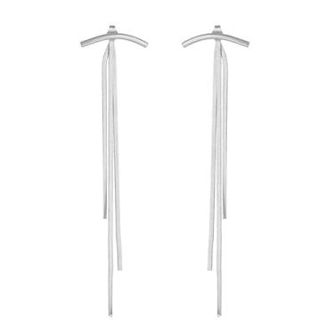 Imagem de Brincos de ouro longo para mulheres, pingente de gota, acessórios de joias modernas, presentes de Natal, presentes de amizade para mulheres, dia dos namorados, Medium, Latão, Sem pedra preciosa