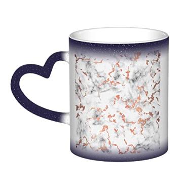 Imagem de Xícara de café divertida com textura de mármore, xícara de cerâmica que muda de cor sensível ao calor mágica, 12 Oz, para café/chá/leite/cacau, para adolescente/aniversário/festival/presentes
