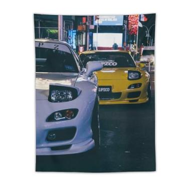 Imagem de HouLaiZhe Tapeçaria de carro Jdm Amarelo Rx7 Vs Branco Rx7 Estética Decoração de Parede Quarto Decoração de Casa Tapeçarias Estética Piquenique Decoração de Parede Arte de Parede para Dormitório Sala