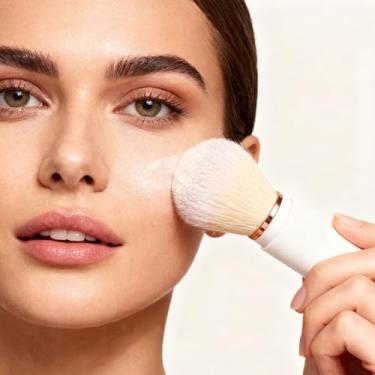 Imagem de 1 mini pincel de maquiagem de cerdas macias, portátil, em forma de cápsula, base em pó, sombra de olhos, creme para contorno, pincel de blush, ferramentas de maquiagem (branco)