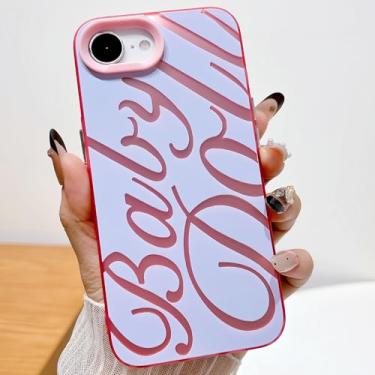 Imagem de HYUEKOKO Capa de telefone com estampa de linha de letras para iPhone 16e, capa estética com estampa de texto em inglês fofo e elegante em TPU macio à prova de choque para meninas, mulheres e homens