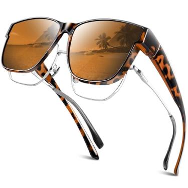 Imagem de Each Cool Óculos de sol para homens e mulheres – Óculos de sol grandes quadrados UV400 polarizados para dirigir ao ar livre, Marrom (armação de tartaruga)