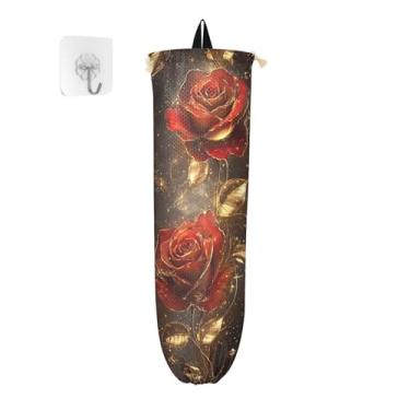 Imagem de xigua Suporte de parede para saco plástico Two Roses com cordão, pacote com 2, organizador de sacolas de compras reutilizáveis, decoração para bolsas, meias, roupas íntimas e gravatas