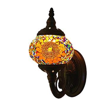 Imagem de Arandela de parede turca marroquina, estilo boêmio, com cúpula de vidro mosaico vintage, ideal para sala de estar, quarto, corredor, varanda, café ou bar. E14,B