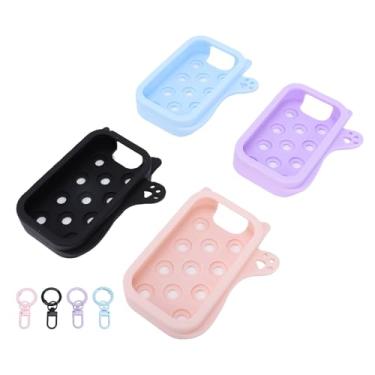 Imagem de Ymiko Capa de Silicone para Spray de Mão, Capa Protetora Com Design de Orelha de Gato para Garrafas de 30ml Com Chaveiro, Acessório de Moda à Prova de Vazamento e à Prova de Choque (4PCS)