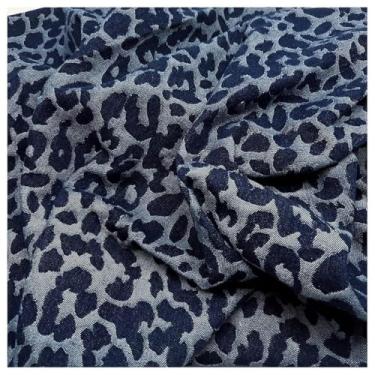 Imagem de Tecido Jeans Estampa De Leopardo Azul 140 Cm De Largura Algodão Não Elástico Para Jeans Jaquetas E Costura DIY(Blue 2,1.4x9m)