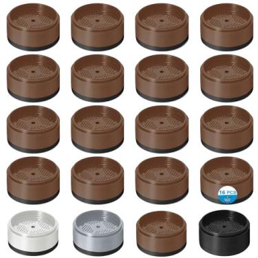 Imagem de Elevadores de cama 2.5 cm, 5.1 cm, 7.6 cm, 10.2 cm resistente, elevador de móveis ajustável para mesa, sofá, cadeira, máquina de lavar, blocos empilháveis para elevação de cama (marrom pacote com 16