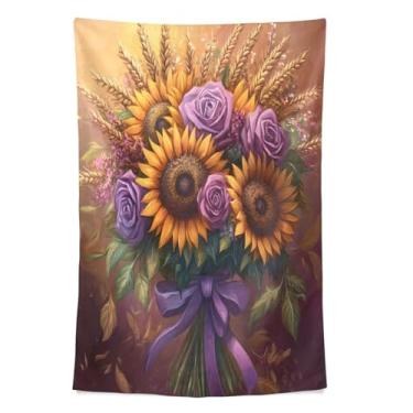 Imagem de STAYTOP Tapeçaria de parede de girassóis bonitos tapeçarias para decoração de casa decoração de dormitório sala de estar quarto tapete de parede (60 × 40 pol)