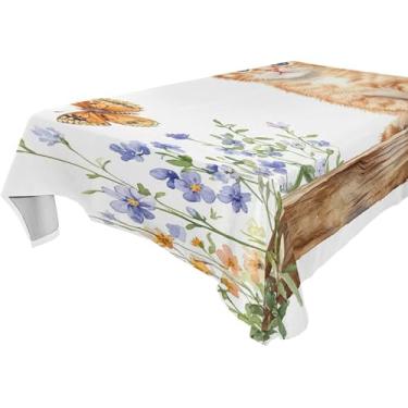 Imagem de Burbuja Toalha de mesa de gatinho, toalha de mesa quadrada anti-rugas grossa para decoração de jantar, cozinha, festa, 152 x 152 cm