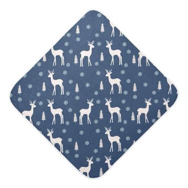 Imagem de Burbuja Toalha de banho de bebê de cervo de árvore de inverno - Toalha com capuz de musselina macia e absorvente para recém-nascidos e bebês, 76 x 76 cm
