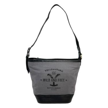 Imagem de Myra Bag Bolsa de ombro feminina ocidental - Bolsa feminina de lona reciclada oficialmente licenciada pela Yellowstone, Cinza, Casual