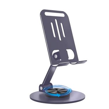 Imagem de HZZADZXW Suporte de celular de metal para mesa, suporte de telefone de mesa ajustável com rotação de 360° e suporte dobrável para celular, compatível com iPhone 17 16 Pro Max e todos os smartphones