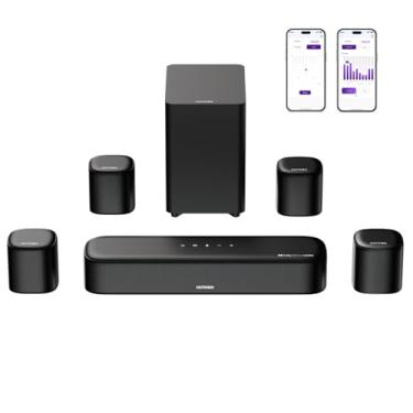 Imagem de ULTIMEA Barra de som 7.1 canais com Dolby Atmos, sistema de som surround para TV com 4 alto-falantes surround, barra de som para Smart TV com controle de aplicativo, barra de som com subwoofer para