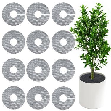 Imagem de phepetroll Pacote com 12 grades de vasos de plantas - Protetor de cobertura de solo cortável de 29 cm de gatos, rolha de escavação de animais, protetor de solo de vaso de plantas internas para varanda