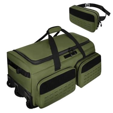Imagem de Bolsa esportiva com rodas, bolsa grande de 120 L, bolsa de viagem militar à prova d'água para acampamento militar tático, Verde